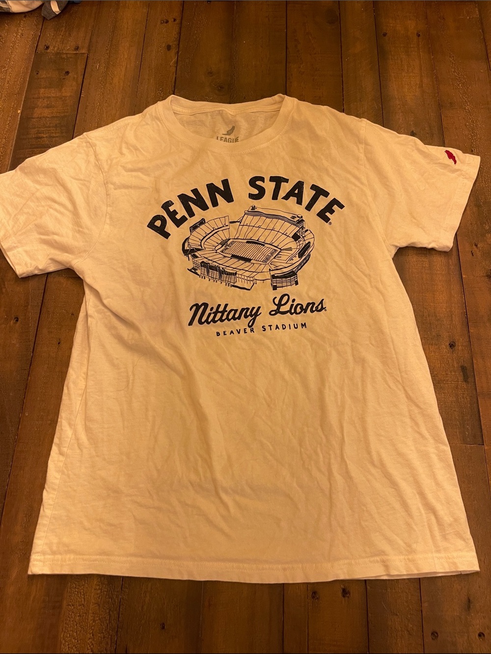 League Penn State White Graphic Tee with Navy Stadium Print